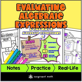 Evaluating Algebraic Expressions Guided Notes & Doodles | Order of Operations