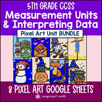 Thumbnail for Measurement Units & Data Pixel Art Unit BUNDLE | 5th Grade CCSS | Line Plots