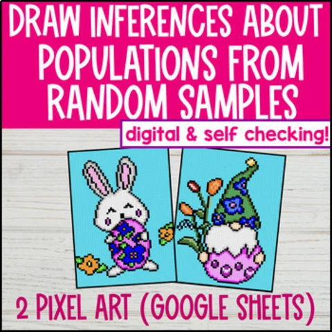 Thumbnail for Population Inferences Digital Pixel Art | Random Samples | Statistics 7th Grade