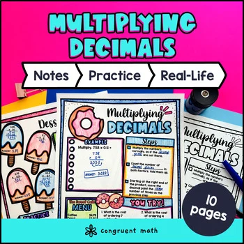 Multiplying Decimals by Whole Numbers & Decimals Guided Notes Sketch & Doodles