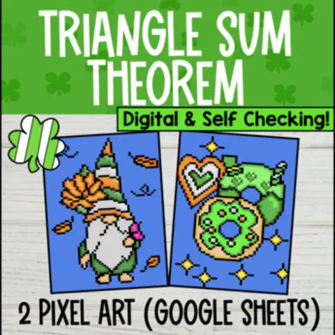 Thumbnail for Triangle Sum Theorem Digital Pixel Art | Angles & Triangles | #springdeals