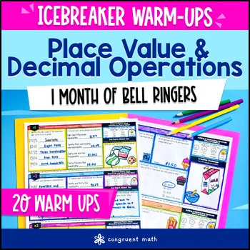 Thumbnail for Decimal Place Value Decimal Operations 5th 6th Grade Math Warm Ups Bell Ringers