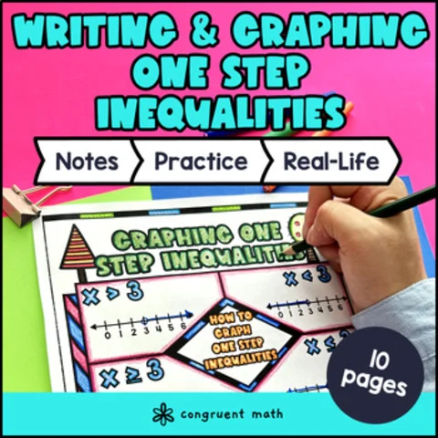 Thumbnail for Writing & Graphing One Step Inequalities Guided Notes & Doodle | Number Lines