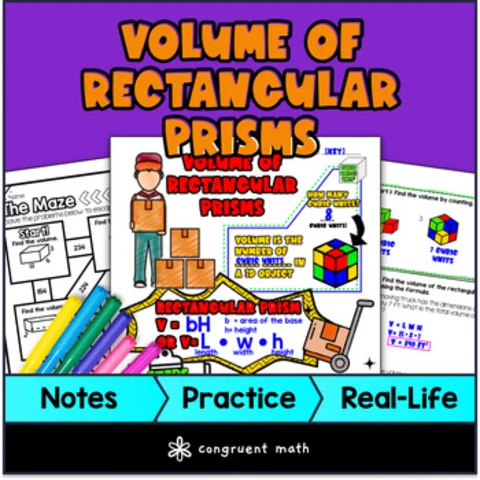 Thumbnail for Volume of Rectangular Prisms Guided Notes with Doodles Sketch Notes #springdeals
