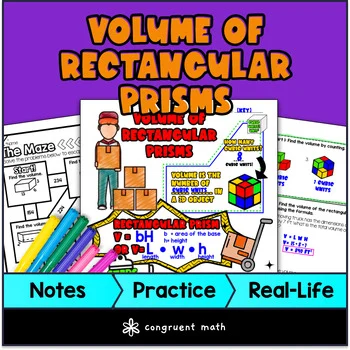Volume of Rectangular Prisms Guided Notes with Doodles | Fractional Edge Lengths