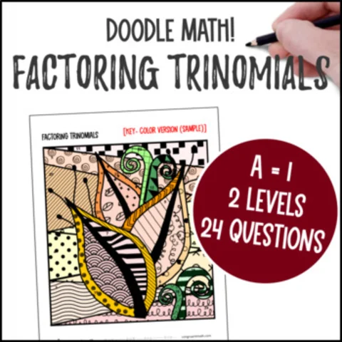Thumbnail for Factoring Trinomials (a=1) Doodle & Color by Number