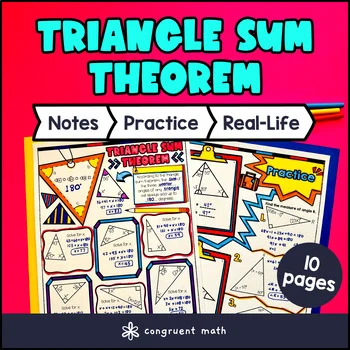 Thumbnail for Triangle Sum Theorem Guided Notes w Doodles | Graphic & Sketch Notes 8th Grade