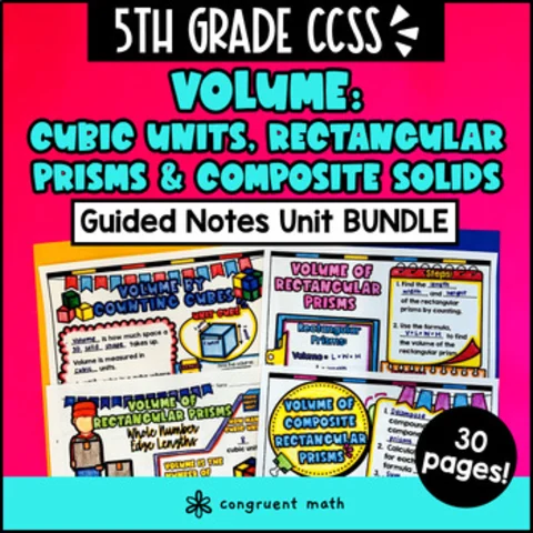 Thumbnail for Volume of Rectangular Prisms, Composite Solids Guided Notes | 5th Grade Unit