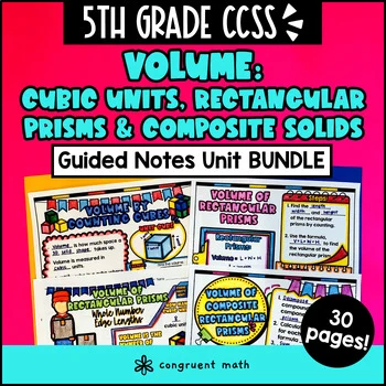 Thumbnail for Volume of Rectangular Prisms, Composite Solids Guided Notes | 5th Grade Unit