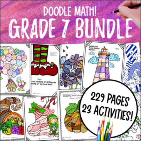 Thumbnail for Doodle & Color by Number BUNDLE | 7th Grade Math