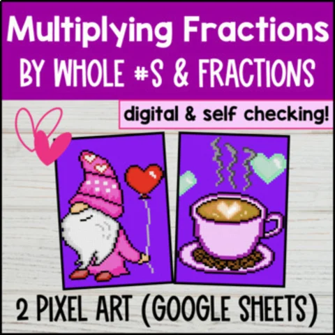 Thumbnail for Multiplying Fractions by Whole Numbers & Fractions Digital Pixel Art Google