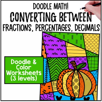 Thumbnail for Converting Fractions Decimals Percents | Doodle Math, Color by Number Worksheets