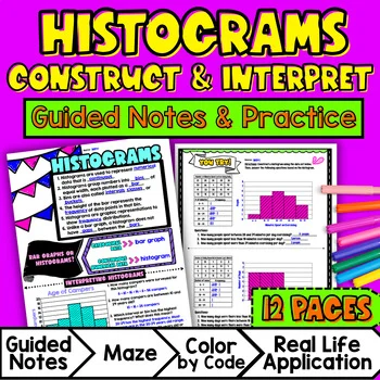 Histograms Guided Notes w/ Doodles | Numerical Data | Data & Statistics Sketch