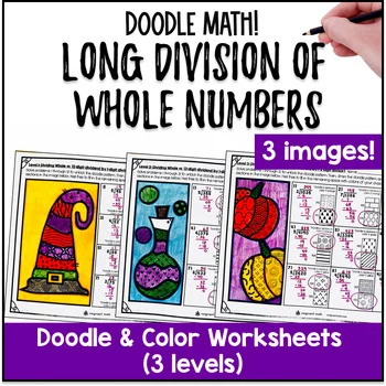 Thumbnail for Long Division Whole Number Quotients Doodle Math, Twist on Color by Number