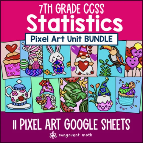 Thumbnail for Statistics Pixel Art Unit BUNDLE | 7th Grade CCSS