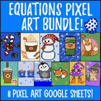 Thumbnail for Equations Digital Pixel Art BUNDLE | 7th Grade Math