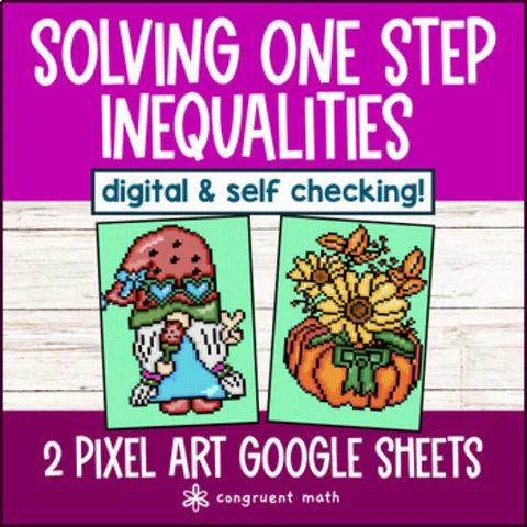 Thumbnail for Solving One Step Inequalities Digital Pixel Art | 2 Differentiated Levels