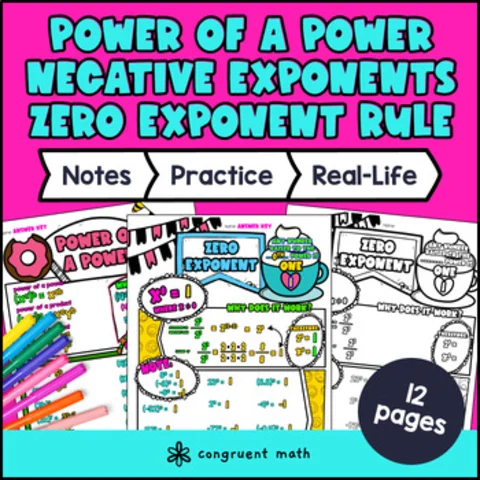 Thumbnail for Power, Zero & Negative Exponent Rules Guided Notes | Laws of Exponents