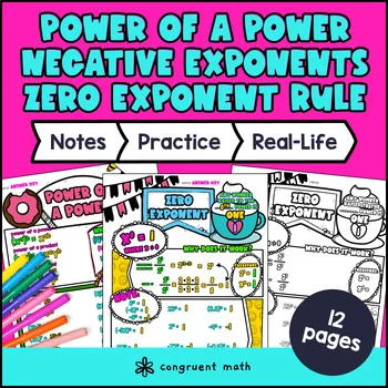 Thumbnail for Power, Zero & Negative Exponent Rules Guided Notes | Laws of Exponents