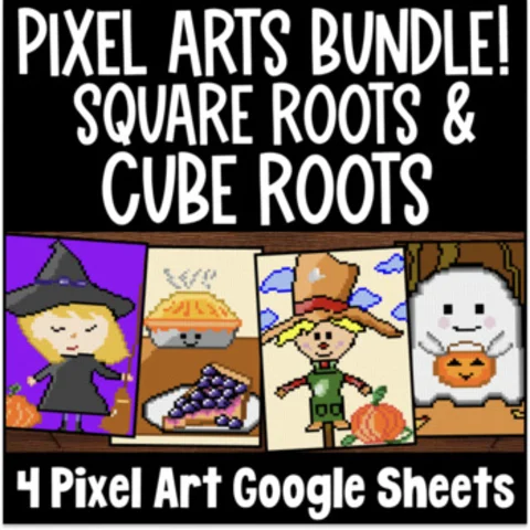 Thumbnail for Perfect Square/Cube & Square/Cube Roots Digital Pixel Art BUNDLE