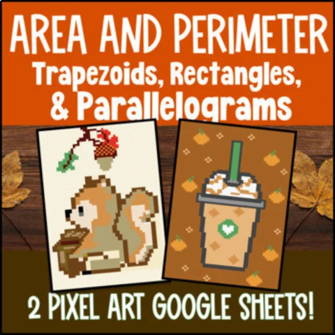 Thumbnail for Area and Perimeter of Trapezoids, Parallelograms — 2 Pixel Art Google Sheet
