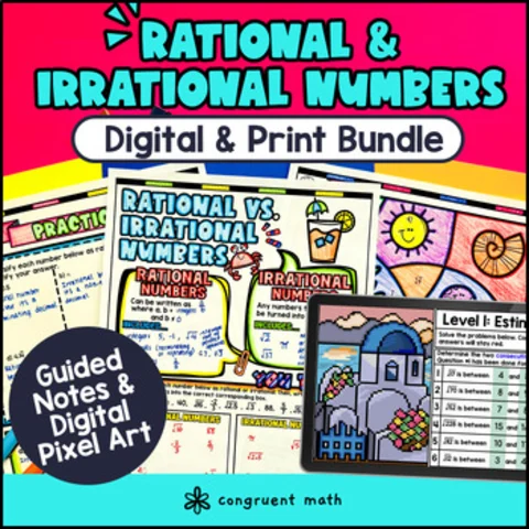 Thumbnail for Rational and Irrational Numbers Guided Notes & Pixel Art | Digital Print Bundle