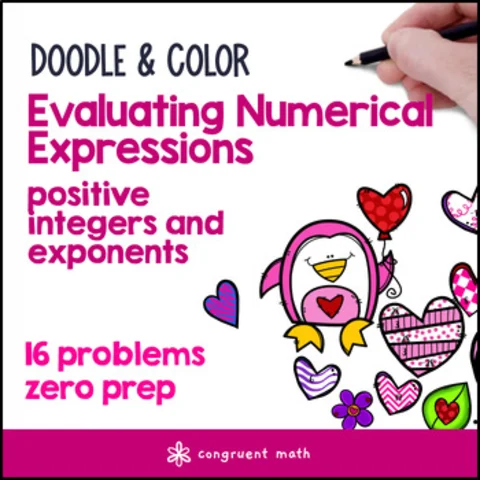Thumbnail for Evaluating Numerical Expressions | Doodle Math Color by Code | Valentine's Day