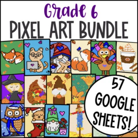 Thumbnail for 6th Grade Math Pixel Art Year Long BUNDLE — 57 Google Sheets