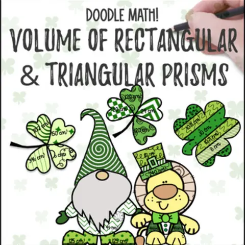 Thumbnail for St. Patrick's Day Volume of Rectangular Triangular Prisms Doodle Color by Number