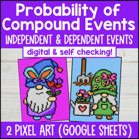 Thumbnail for Probability of Compound Events Digital Pixel Art | Independent, Dependent Events