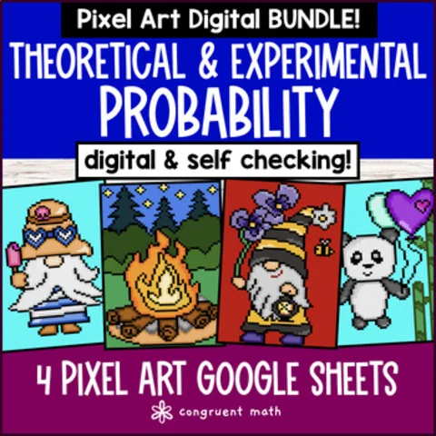 Thumbnail for Theoretical and Experimental Probability Digital Pixel Art BUNDLE |Google Sheets