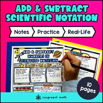 Adding and Subtracting Scientific Notation Guided Notes with Doodles | Lesson