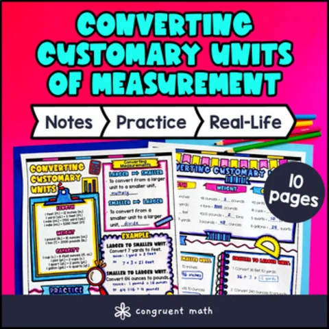 Thumbnail for Customary Units of Measurement Conversions Guided Notes w/ Doodles | 5th Grade