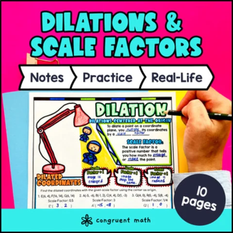 Thumbnail for Dilations & Scale Factors Similar Figures Guided Notes 8th Grade Transformations