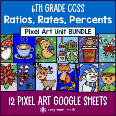 Thumbnail for Ratios, Rates & Percents Pixel Art Unit BUNDLE | 6th Grade CCSS