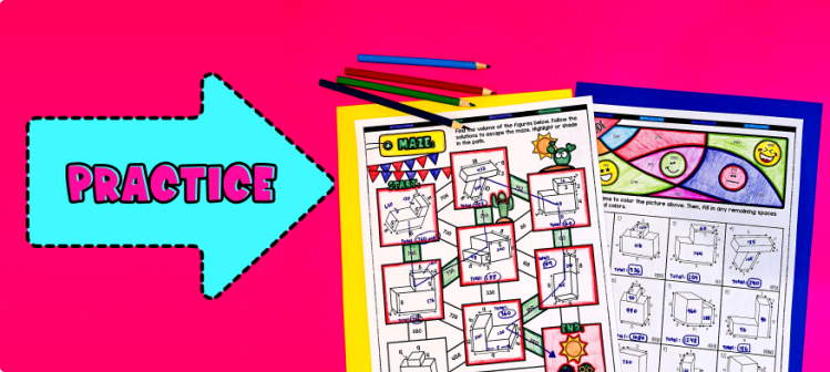 Volume of Composite Rectangular Prisms Practice - Maze and Color by Code, Color by Number