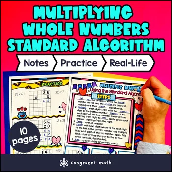 Multi Digit Multiplication Whole Numbers Guided Notes with Doodles Sketch Notes