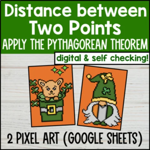 Thumbnail for [St. Patrick's Day] Distance Formula between two points — Pixel Art Google Sheet