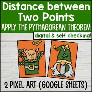 Thumbnail for Distance on the Coordinate Plane Pixel Art Pythagorean Theorem St. Patrick's Day