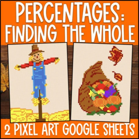 Thumbnail for Percents: Finding the Whole Pixel Art | Percent Word Problems | Google Sheets