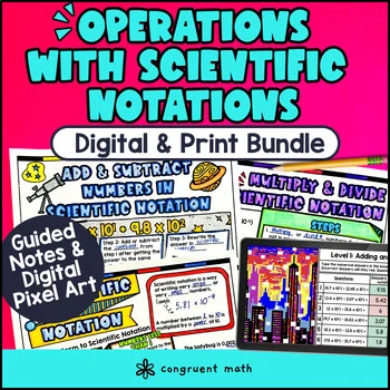 Thumbnail for Operations with Scientific Notations Digital & Print | Guided Notes Pixel Art