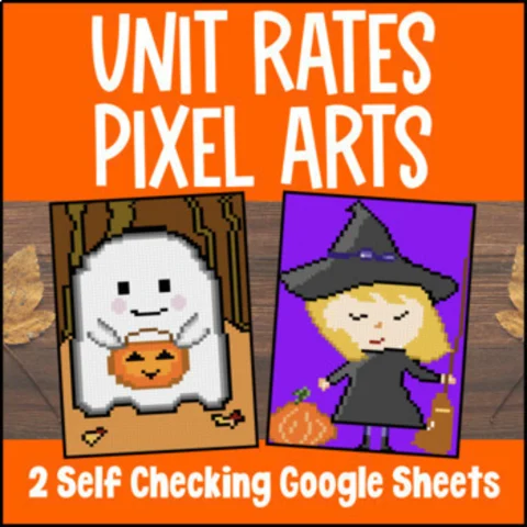 Thumbnail for Unit Rates and Unit Pricing Pixel Art | Unit Pricing | Google Sheets | Fall