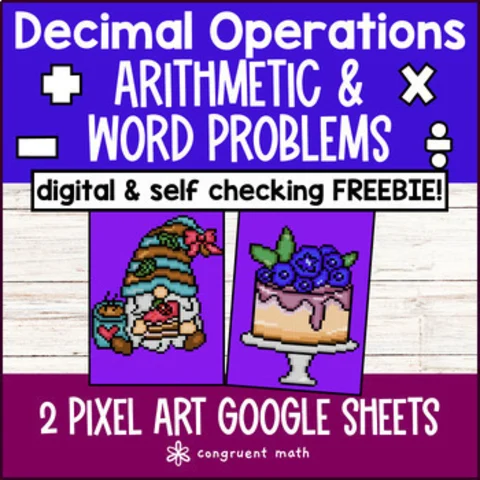 Thumbnail for [Free] Decimal Operations Pixel Art | Google Sheets Add Subtract Multiply Divide