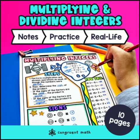 Thumbnail for Multiplying and Dividing Integers Guided Notes & Doodles | Color by Code Lesson