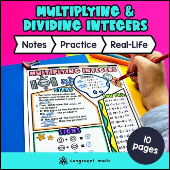 Multiplying and Dividing Integers Guided Notes & Doodles | Color by Code Lesson