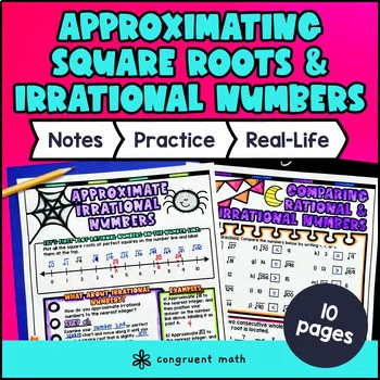 Approximate Square Roots Irrational Numbers Guided Notes & Doodle | Number Line