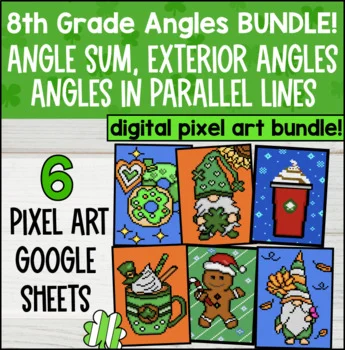 Thumbnail for Angles Pixel Art | Angle Sum, Exterior Angles, Parallel | St. Patrick's Day Math