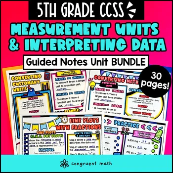 Thumbnail for Converting Units of Measurement & Data Guided Notes with Doodles | 5th Grade