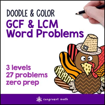 Thumbnail for GCF & LCM Word Problems | Doodle Math: Twist on Color by Number Worksheets
