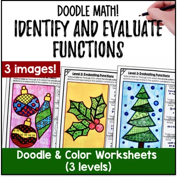 Thumbnail for Identify & Evaluate Functions | Doodle Math, Twist on Color by Number Worksheets